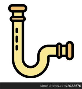 Bathroom pipe icon. Outline bathroom pipe vector icon color flat isolated. Bathroom pipe icon color outline vector