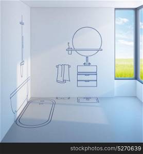 bathroom planning design, 3d rendering