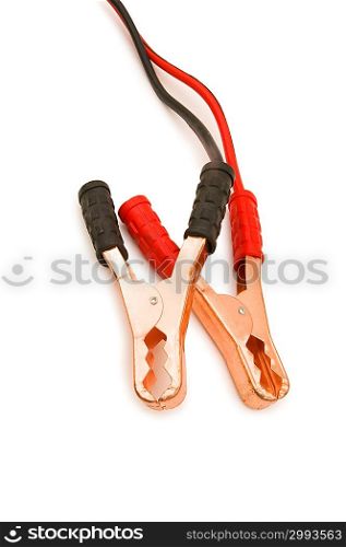 Battery cables isolated on the white background
