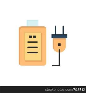 Battery, Charge, Plug, Education Flat Color Icon. Vector icon banner Template