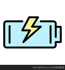 Battery energy icon. Outline battery energy vector icon color flat isolated. Battery energy icon color outline vector