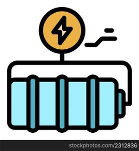 Battery icon. Outline battery vector icon color flat isolated. Battery icon color outline vector