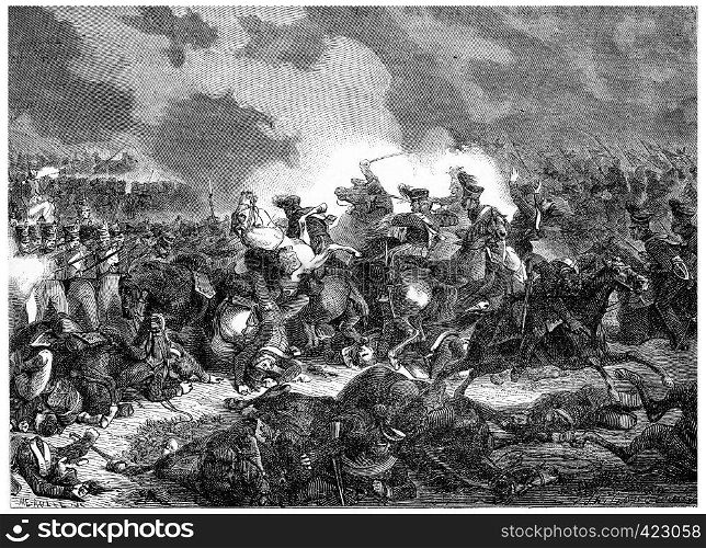 Battle of Bautzen, vintage engraved illustration. History of France ? 1885.