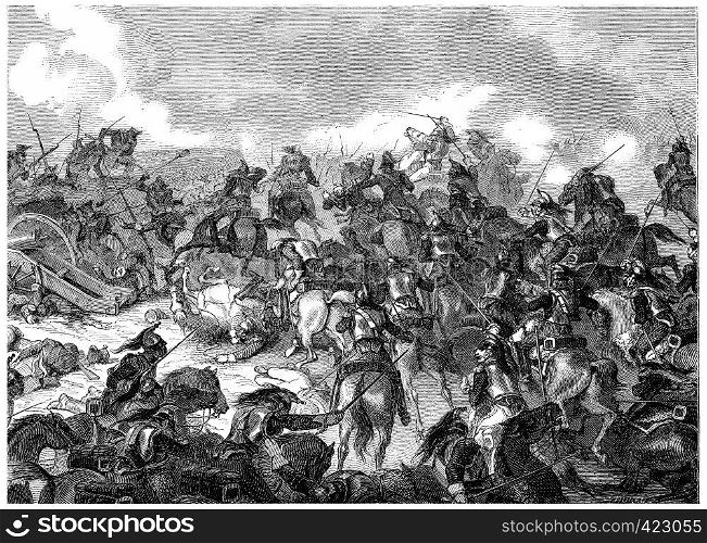 Battle of Borodino, vintage engraved illustration. History of France ? 1885.