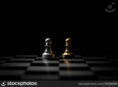 battle of pawn on the chess board