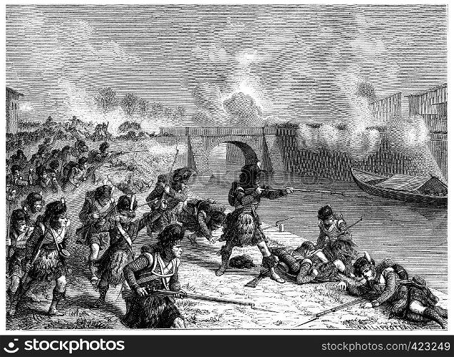 Battle of Toulouse, vintage engraved illustration. History of France ? 1885.