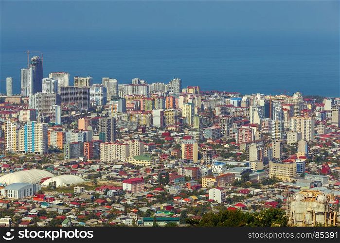 Batumi. Aerial view of the city.. Scenic aerial view of the city on a sunny day. Batumi. Georgia. Adjara.