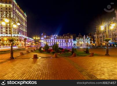 Batumi. Europe Square at night.. View of the square of Europe at night. Batumi. Georgia.