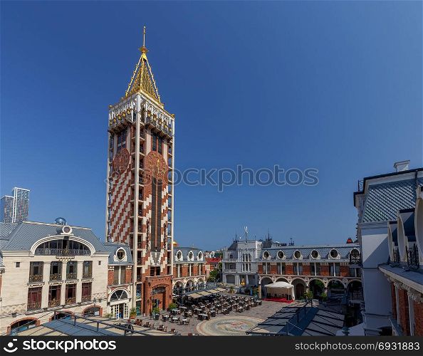 Batumi. Square Piazza. The famous clock tower on Square Piazza. Batumi. Adjara. Georgia