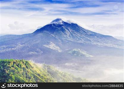 Batur volcano on the sunrise