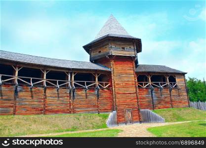 Baturyn Citadel. Ancient Slavonic architecture of fortress. Baturyn Citadel the Cossack Hetmanate. Ancient Slavonic architecture of Baturyn fortress in hetman capital