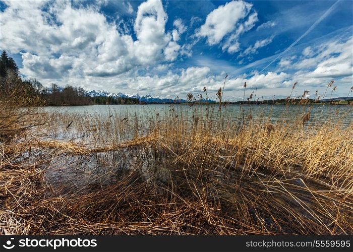 Bavarian Alps countryside lake landscape. Bavaria, Germany