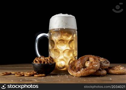 bavarian drink snacks wooden table