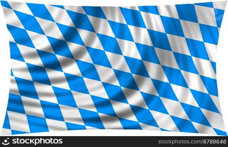 Bavarian official flag, symbol, banner, element. Oktoberfest checkered background with blue and white rhombus. Correct colors. Flag of Bavaria waving, isolated on white, 3d illustration