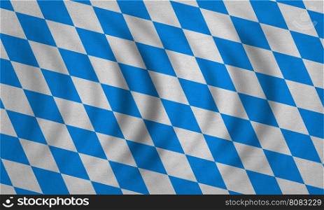 Bavarian official flag, symbol, banner, element. Oktoberfest checkered background with blue and white rhombus. Correct colors. Flag of Bavaria wavy detailed fabric texture, accurate size, illustration