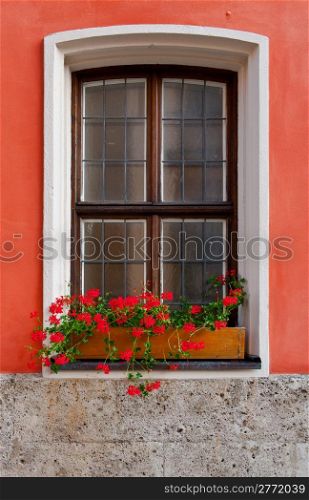 Bavarian Window Decorated With Fresh Flowers