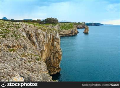 Bay of Biscay summer rocky coast view, Spain, Asturias, near Camango.
