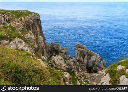 Bay of Biscay summer rocky coast view, Spain, Asturias, near Camango.