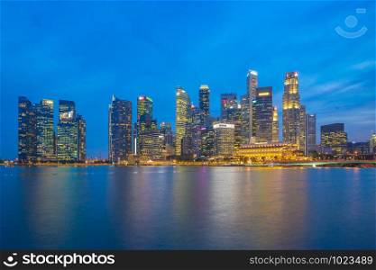 Bay of Singapore with landmark buildings in Singapore.