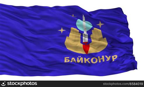 Baykonur City Flag, Country Kazakhstan, Isolated On White Background. Baykonur City Flag, Kazakhstan, Isolated On White Background