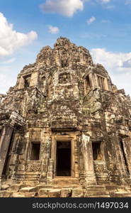 Bayon temple is Khmer ancient temple in complex Angkor Wat in Siem Reap, Cambodia in a summer day