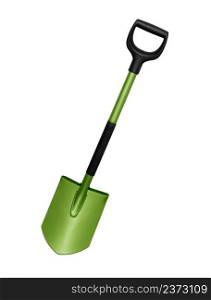 bayonet shovel with green handle isolated on white with clipping path