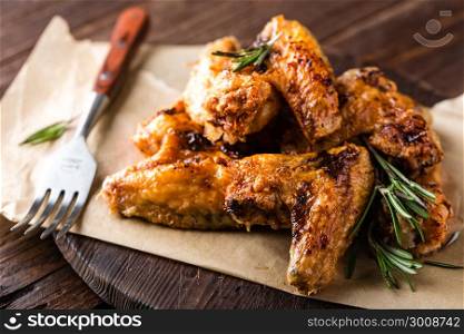 BBQ chicken wings, spicy grilled meat