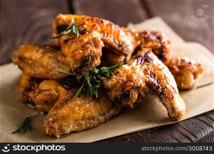 BBQ chicken wings, spicy grilled meat
