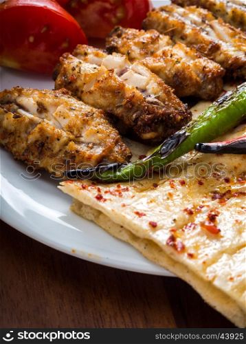 BBQ Chicken wings with Turkish traditional bread pide