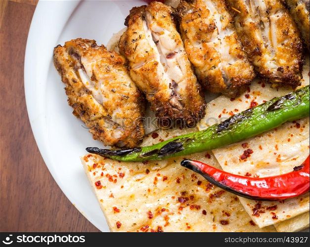 BBQ Chicken wings with Turkish traditional bread pide