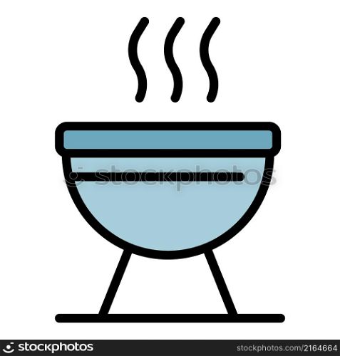 Bbq cooking icon. Outline bbq cooking vector icon color flat isolated. Bbq cooking icon color outline vector