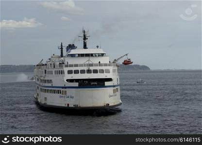 BC ferry in sea, Bowen Island, British Columbia, Canada