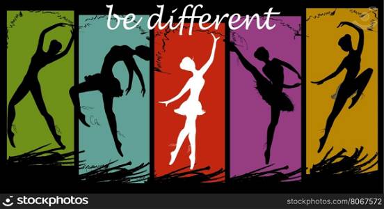 be different. Ballet dancers black and white. Vector illustration. be different. Ballet dancers black and white