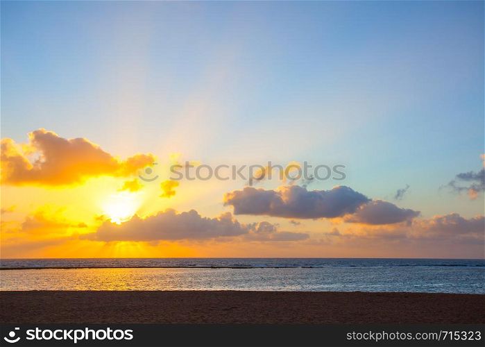 Beach and beautiful sunset over the sea