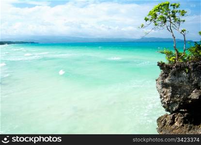 Beach and sea. White sandy beach in Boracay, Philippines, Asia.