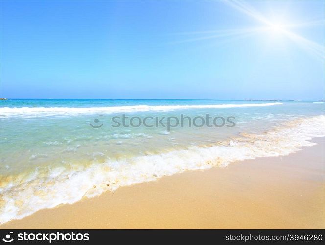 Beach and sun, may be used as background