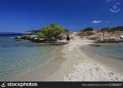 Beach at Aegean sea,Mediterranean,Greece,Halkidiki peninsula