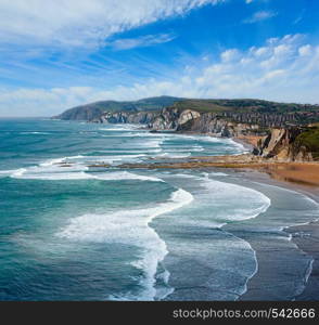 Beach Azkorri or Gorrondatxe in Getxo town, Biscay, Basque Country, Spain.