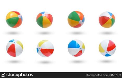 Beach balls collection isolated on white background
