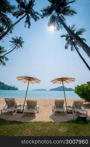 Beach chair in the Phuket Thailand beach