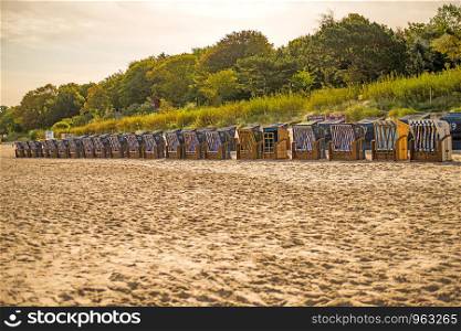beach chairs at the Baltic Sea in Poland