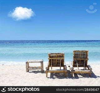 Beach chairs on beach