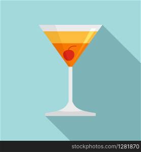 Beach cocktail icon. Flat illustration of beach cocktail vector icon for web design. Beach cocktail icon, flat style