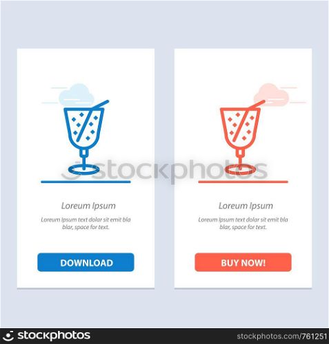 Beach, Drink, Juice Blue and Red Download and Buy Now web Widget Card Template