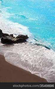 Beach el Bollullo black brown sand and aqua water near Puerto de la Cruz