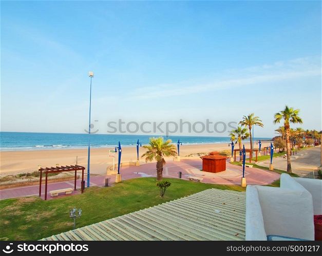beach in Chiclana at early morning. Andalusia, Spain