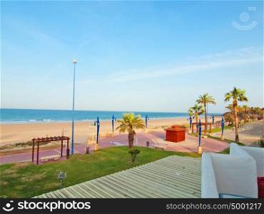 beach in Chiclana at early morning. Andalusia, Spain