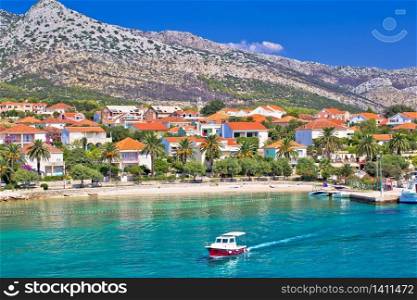 Beach in Town of Orebic on Peljesac peninsula view, southern Dalmatia region of Croatia