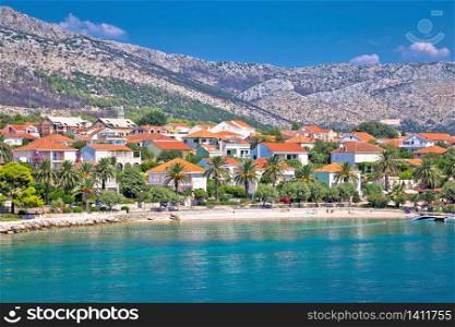 Beach in Town of Orebic on Peljesac peninsula view, southern Dalmatia region of Croatia