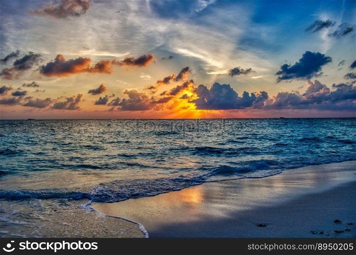 beach ocean sunset landscape